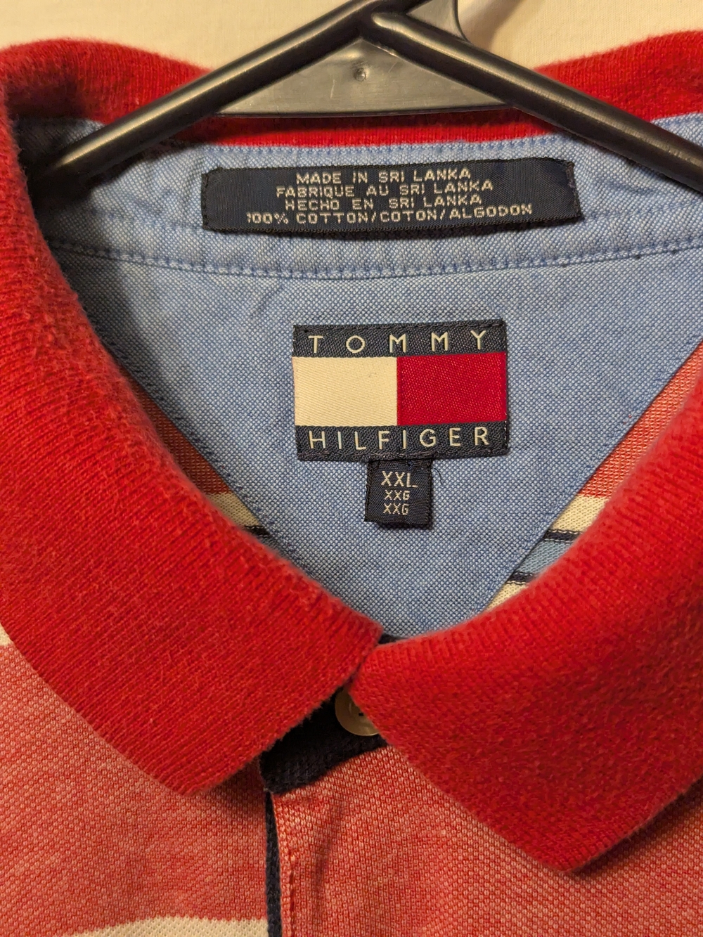 Tommy Hilfiger Striped Polo in Red & Blue XXL